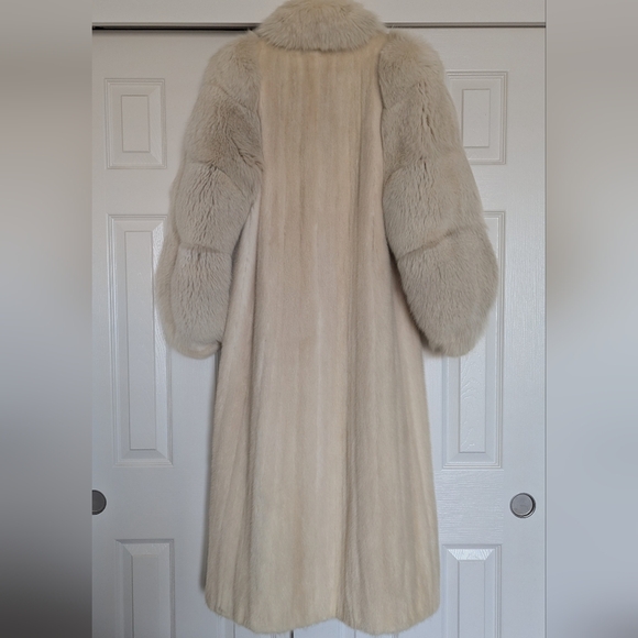 Vintage Rovalia Ivory Mink & Fox Fur Stroller Coat | Size M 6–8 Heirloom Luxury - Picture 6 of 11